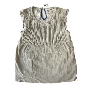 Roxy Girl Girls Blouse 14 Beige Ruffle Sleeveless Lined Keyhole Neck Sleeveless